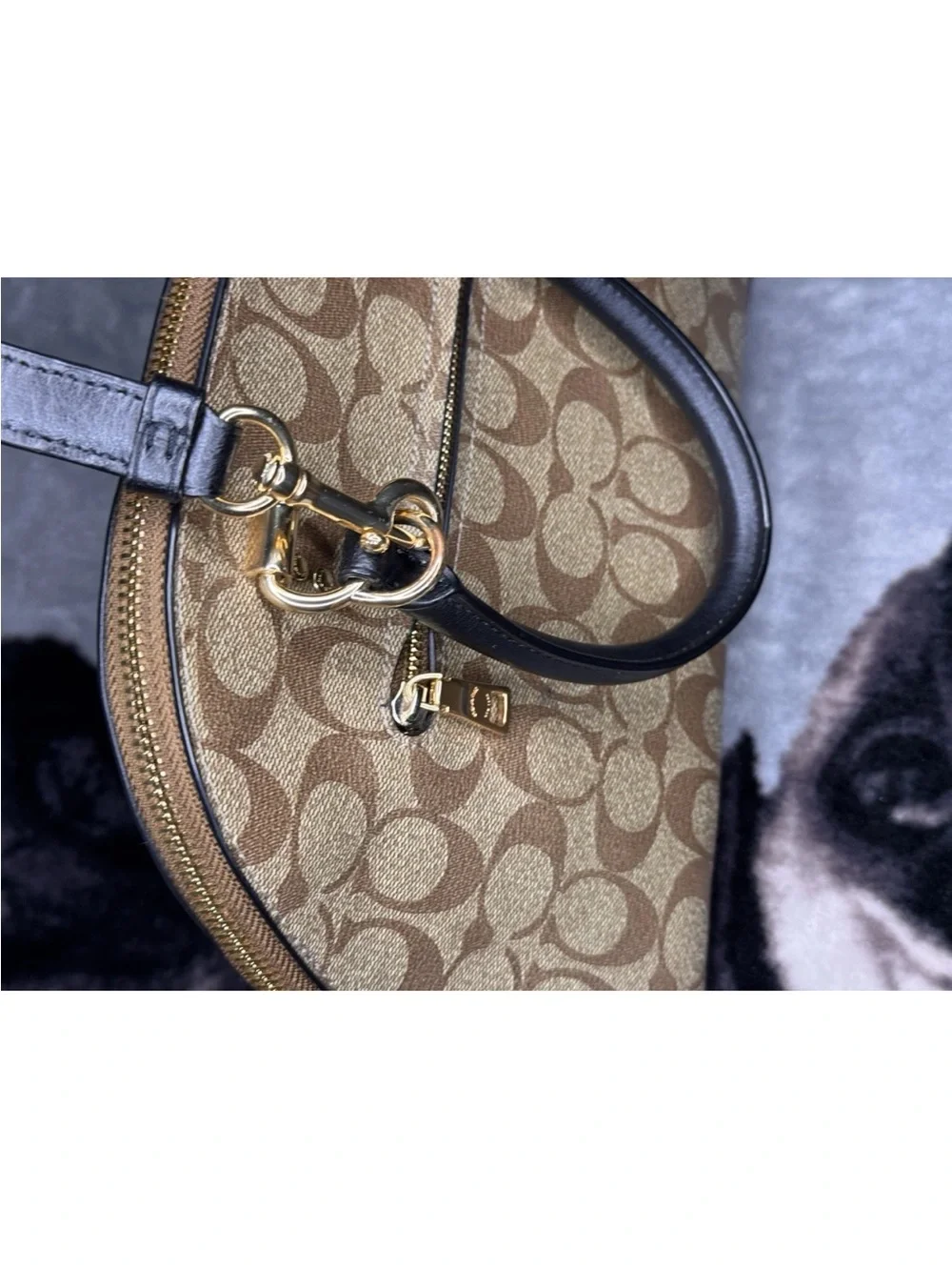 Coach Katy Signature Tan Satchel w/Small Wallet & Attachable Eyeglass Case